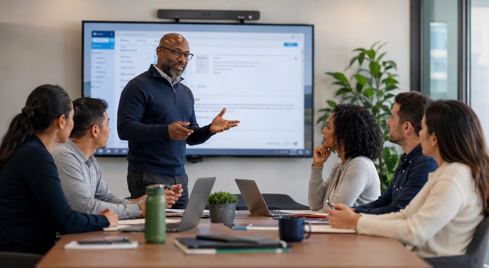 Cybersecurity instructor leading employee awareness training